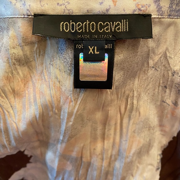 Roberta Cavalli multicolor, floral, print blouse button front wrist with ties XL - Picture 6 of 6